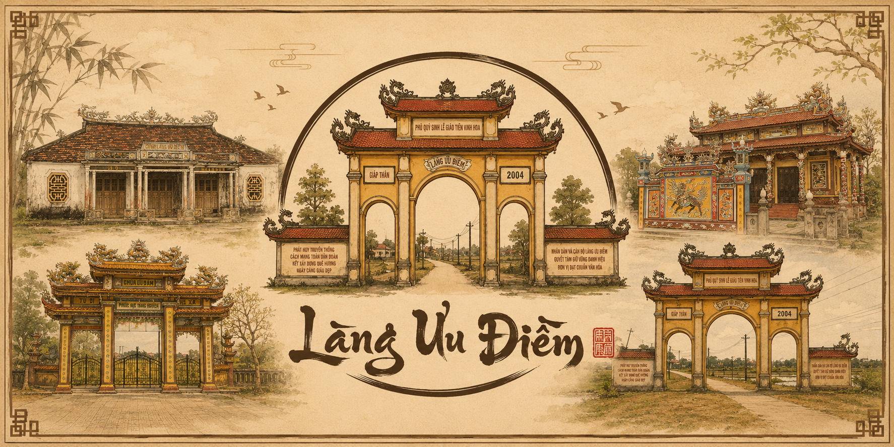 Tranh vẽ Cổng làng Tranh vẽ Cổng làng